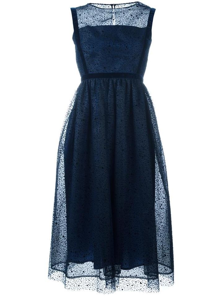 Si Jay Flared Mid Dress, Women's, Size: 42, Blue, Polyamide/viscose