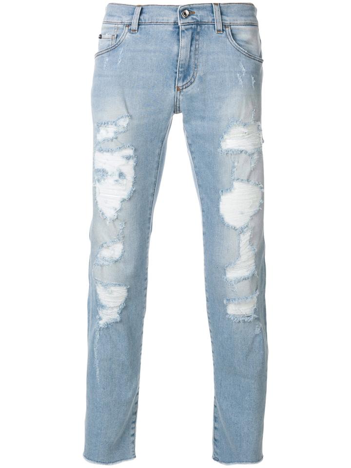Dolce & Gabbana Heavily Distressed Jeans - Blue