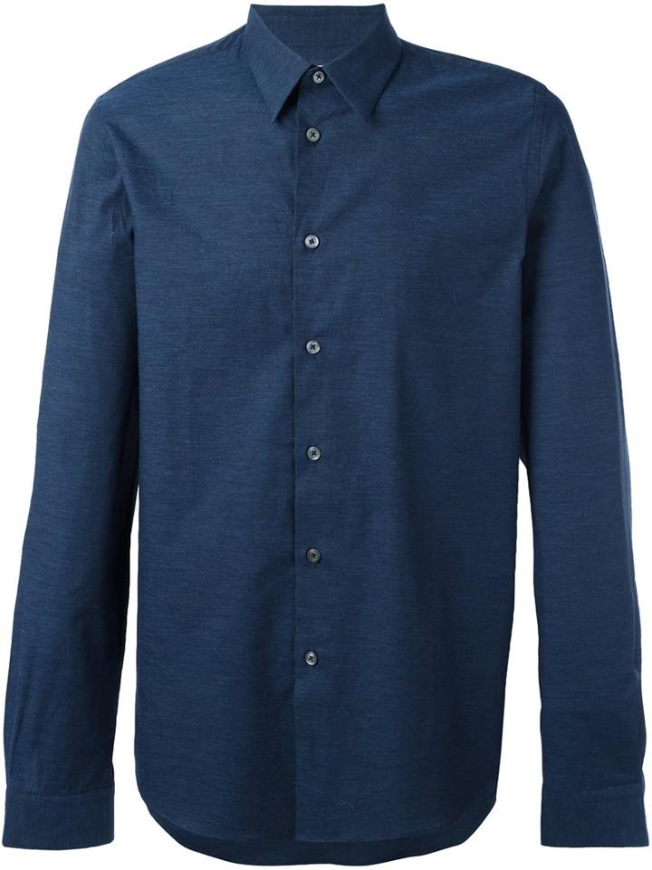 Ps By Paul Smith Jacquard Roll Sleeve Shirt, Men's, Size: Small, Blue, Cotton