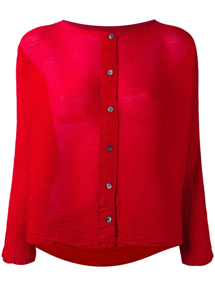 Issey Miyake Cauliflower - Wrinkled Cardigan - Women - Polyester - One Size, Women's, Red, Polyester