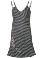 Carven Diagonal Stripes Mini Dress, Women's, Size: Medium, Black, Silk