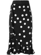 Dolce & Gabbana Polka Dot Skirt, Women's, Size: 48, Black, Silk/spandex/elastane