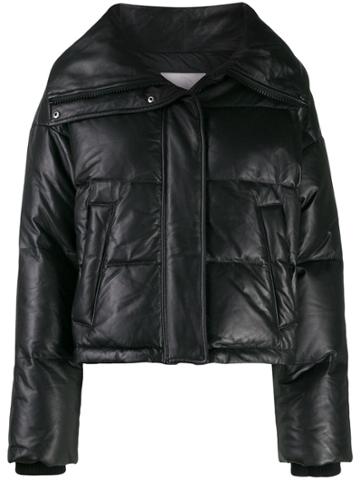 Yves Salomon Army Leather Puffer Jacket - Black