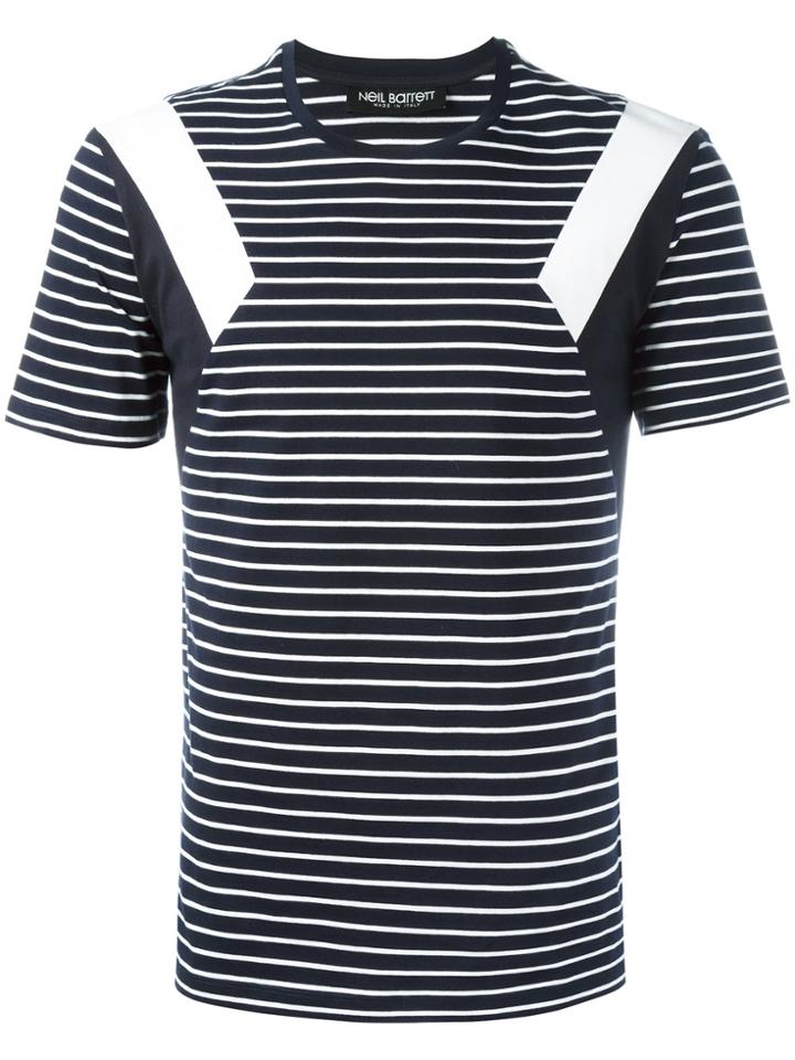 Neil Barrett Geometric Detail Striped T-shirt - Blue