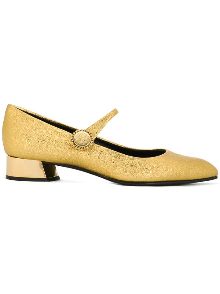 Casadei Metallic Low Heel Pumps - Yellow & Orange