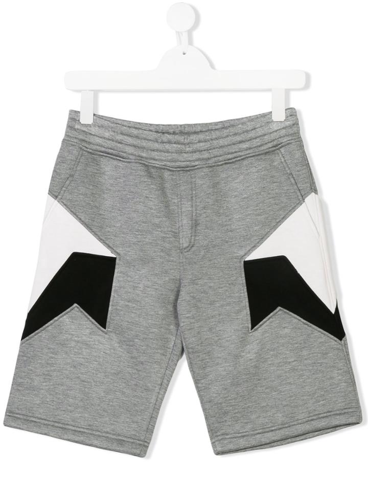 Neil Barrett Kids Teen Colour-block Track Shorts - Grey