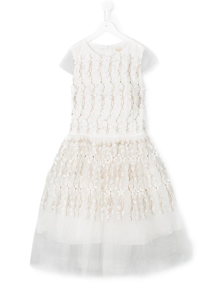 David Charles Kids Embroidered Flower Dress, Girl's, Size: 16 Yrs, White