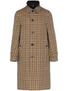 Burberry Single Breasted Check Print Cotton Trench Coat - Brown