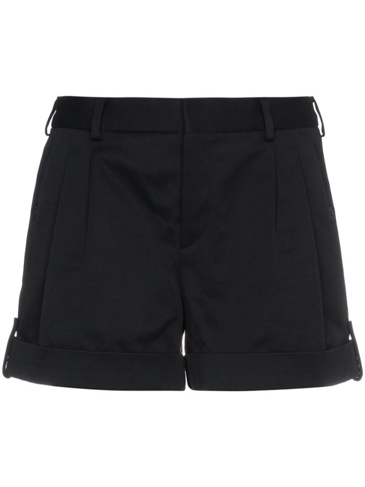 Saint Laurent Low Rise Pleated Front Shorts - Black