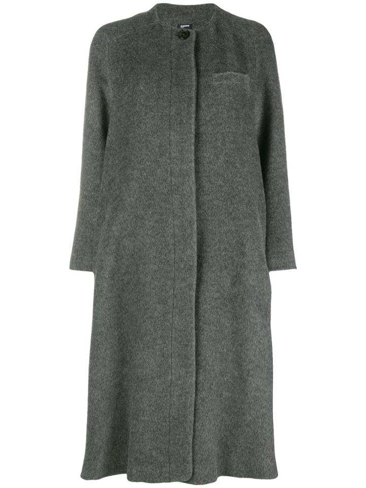 Jil Sander Navy Collarless Coat - Grey
