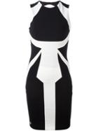 Philipp Plein Contrast Panel Fitted Dress, Women's, Size: Xs, Black, Viscose/nylon/spandex/elastane/polyamide