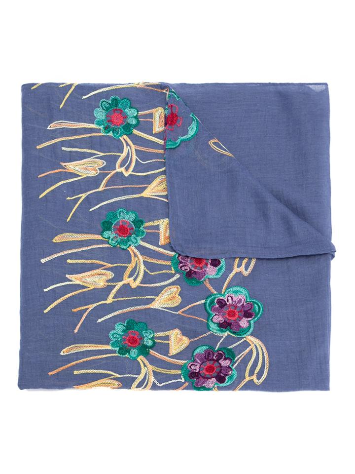 Serpui Embroidered Scarf - Blue