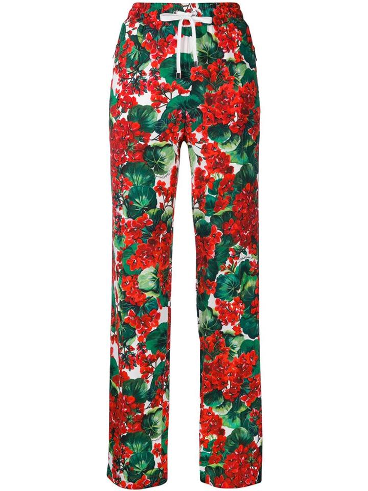 Dolce & Gabbana Floral Print Track Trousers - Red