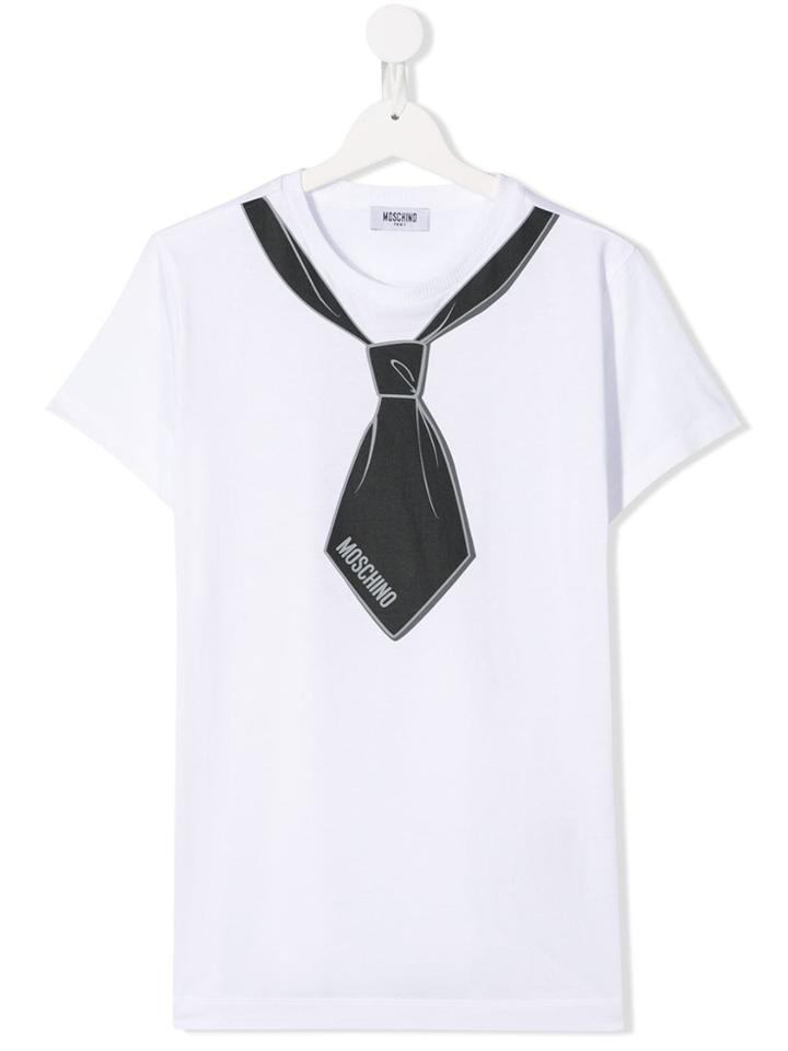 Moschino Kids Teen Tie Print T-shirt - White