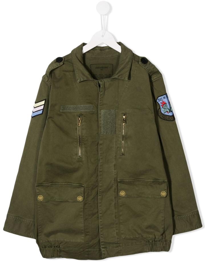 Zadig & Voltaire Kids Teen Military Coat - Green