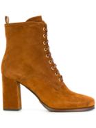 Car Shoe Lace-up Heeled Boots - Brown