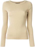 Dolce & Gabbana Metallic (grey) Ribbed Knit Sweater, Women's, Size: 42, Viscose/nylon/polyester/polyurethane