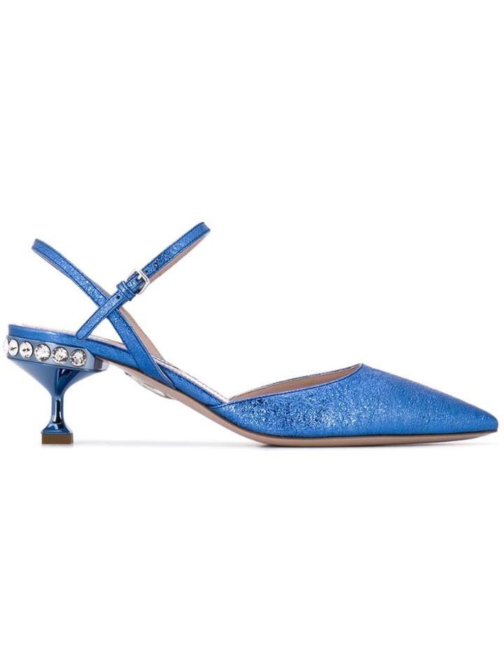 Miu Miu Crystal-embellished Pumps - Blue