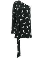 Saint Laurent Moon Print One Shoulder Mini Dress - Black