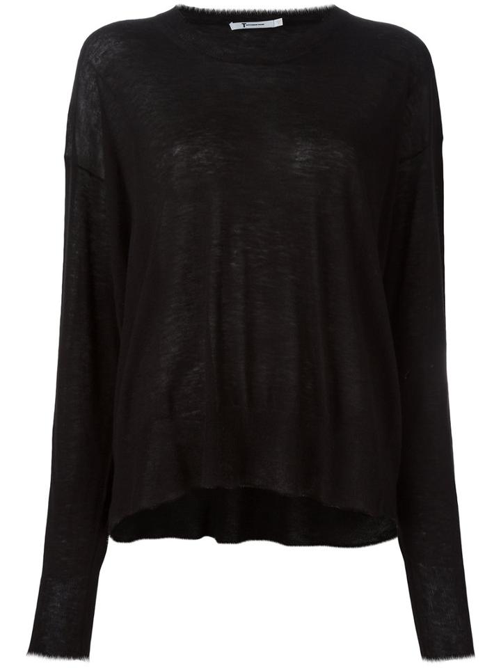 T By Alexander Wang Knit Long Sleeve Top, Women's, Size: Xs, Black, Polyester/cashmere/wool