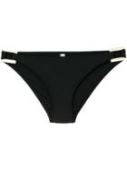Solid & Striped Side Square Appliqué Bikini Bottoms - Black