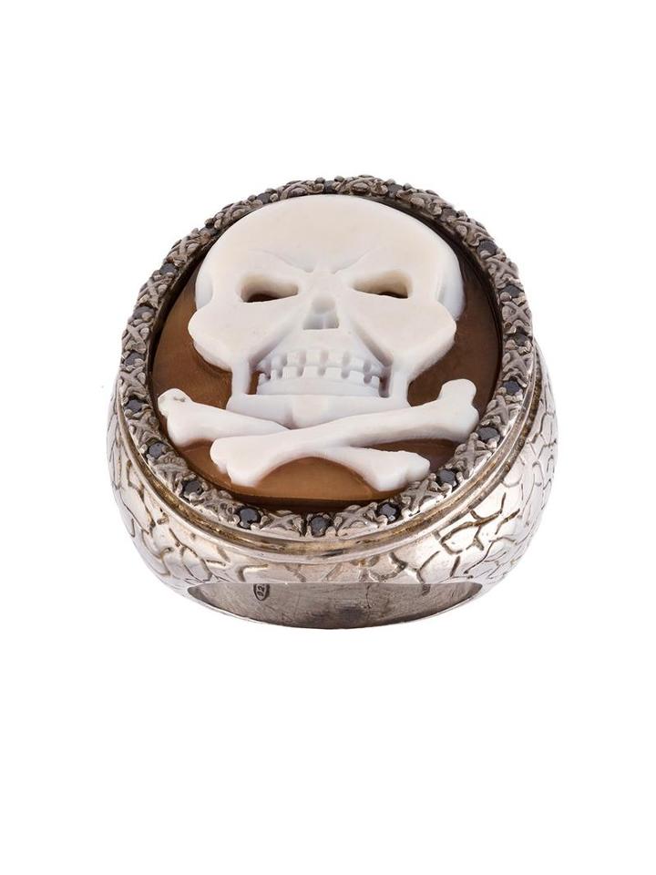 Amedeo Embossed Skull Ring, Women's, Size: 8 1/4, Brown