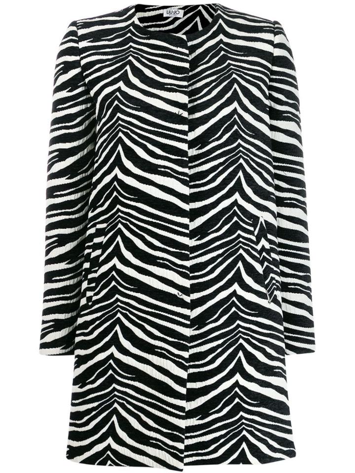 Liu Jo Zebra Print Coat - Black