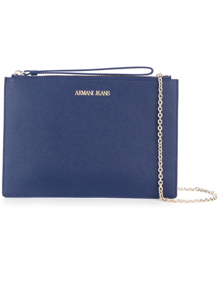 Armani Jeans Saffiano Effect Pouch Clutch - Blue