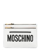 Moschino Logo Zipped Clutch - White