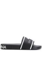 Dolce & Gabbana Brand Embossed Slides - Black