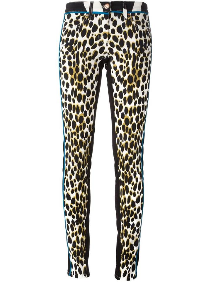 Roberto Cavalli Animal Print Skinny Jeans, Women's, Size: 42, Cotton/polyamide/cotton