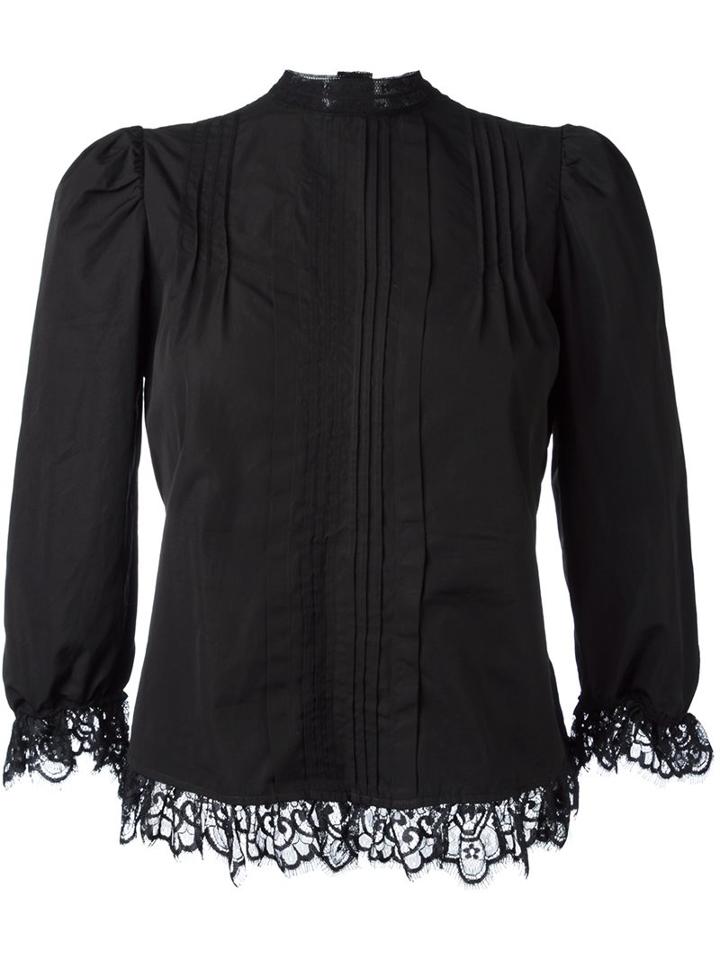 Dsquared2 Pleated Bib Blouse, Women's, Size: 40, Black, Cotton/polyamide