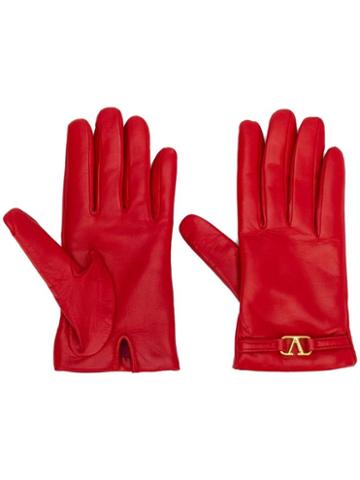 Valentino Valentino Garavani V Logo Gloves - Red