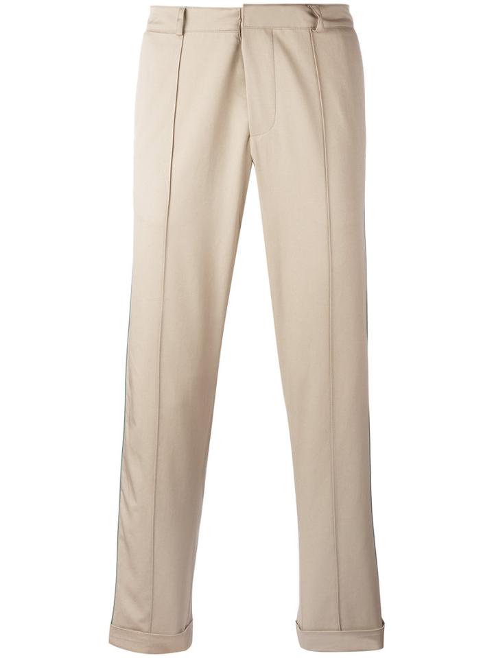 Gcds - Striped Sides Cropped Trousers - Men - Cotton - Xs, Nude/neutrals, Cotton