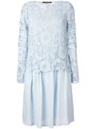 Luisa Cerano Lace Pleated Dress, Women's, Size: 42, Blue, Cotton