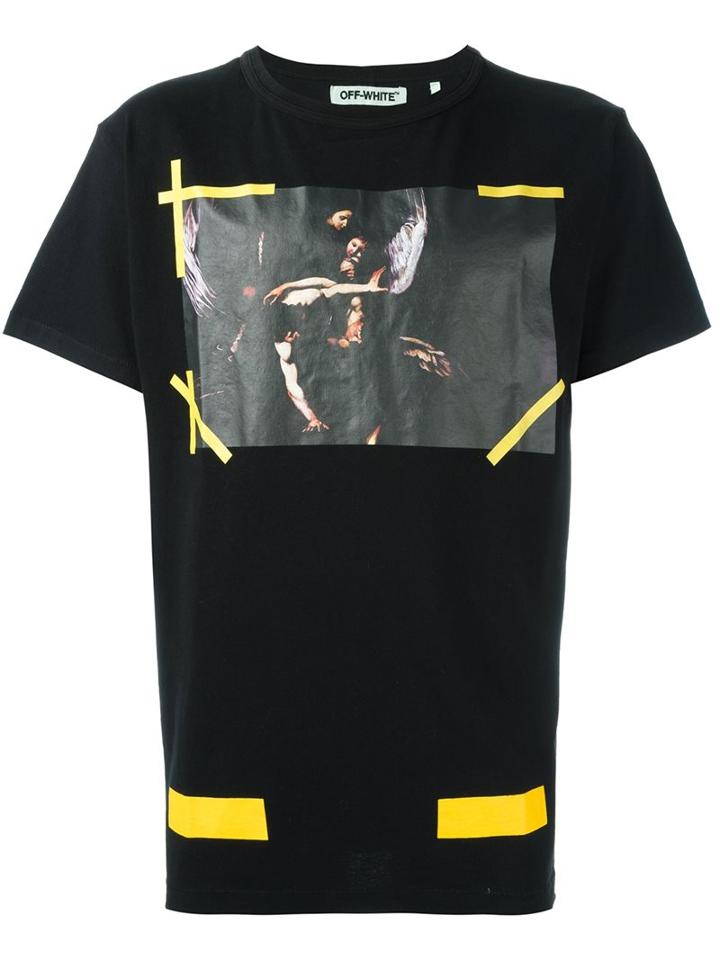 Off-white Art Print T-shirt, Men's, Size: Xs, Black, Cotton