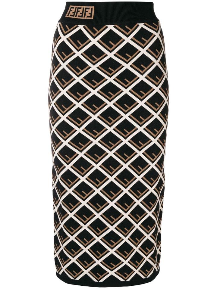 Fendi Monogram Print Skirt - Black