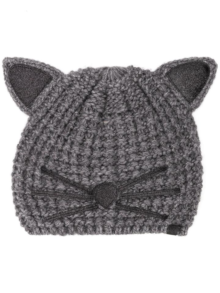 Karl Lagerfeld Chouppette Luxury Beanie - Grey