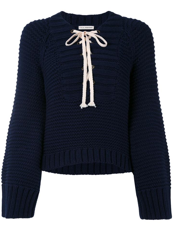 Ulla Johnson - Lace-up Sweater - Women - Cotton - M, Blue, Cotton