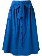 Woolrich - Pleated Full Skirt - Women - Cotton - Xs, Blue, Cotton
