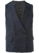 Gabriele Pasini Embroidered Waistcoat, Men's, Size: 54, Blue, Cotton/spandex/elastane/viscose/cupro