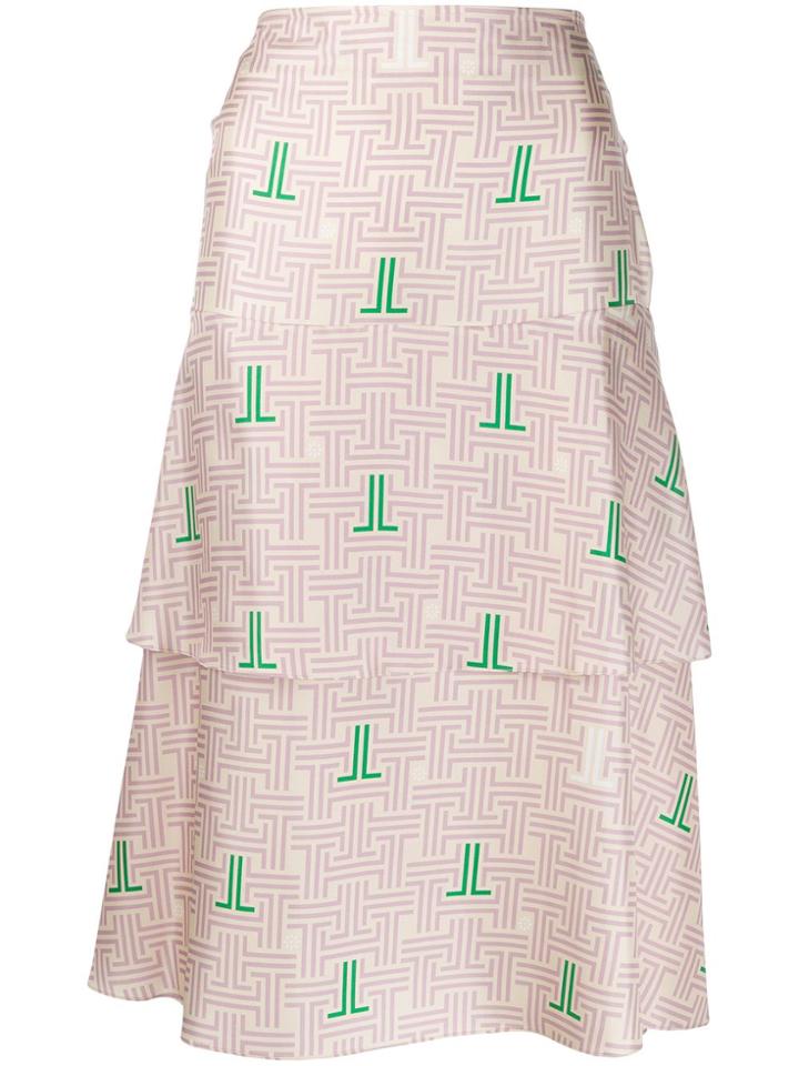 Lanvin Jl Monogram Print Skirt - Neutrals