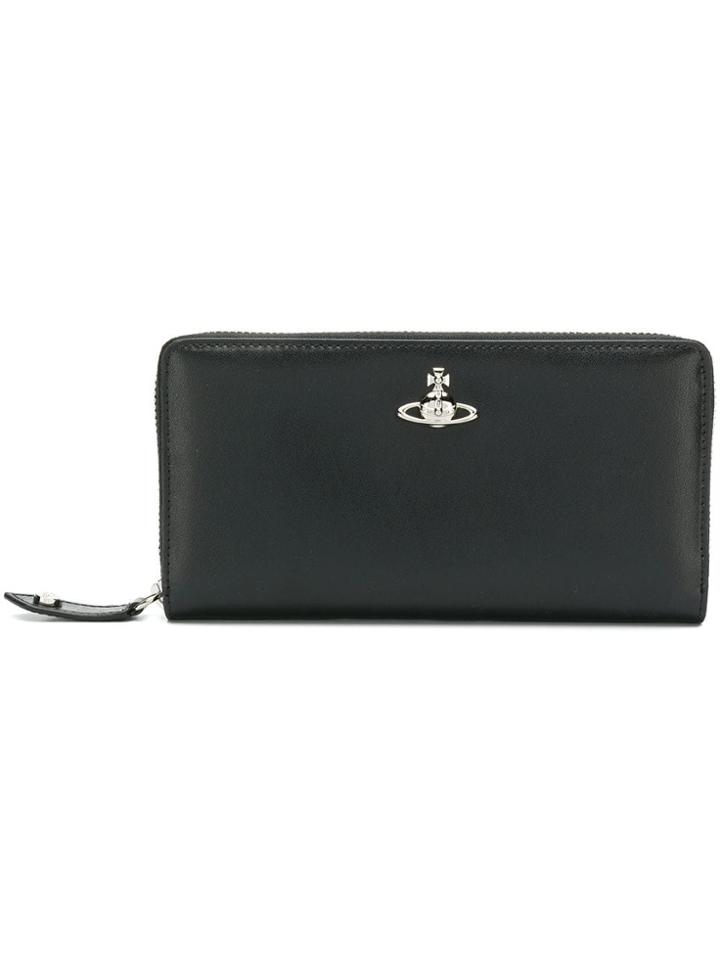Vivienne Westwood Logo Plaque Zip Around Wallet - Black