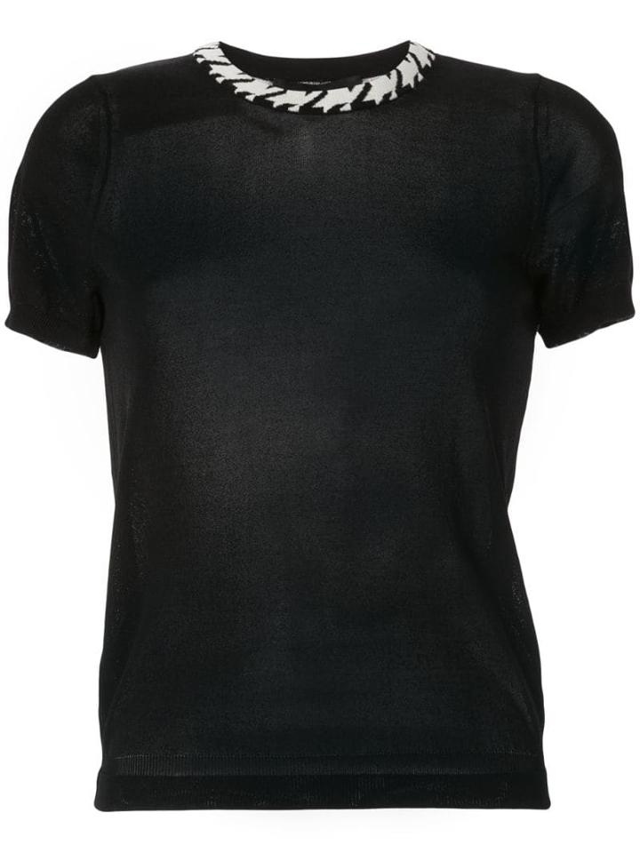 Paule Ka Contrast-collar T-shirt - Black