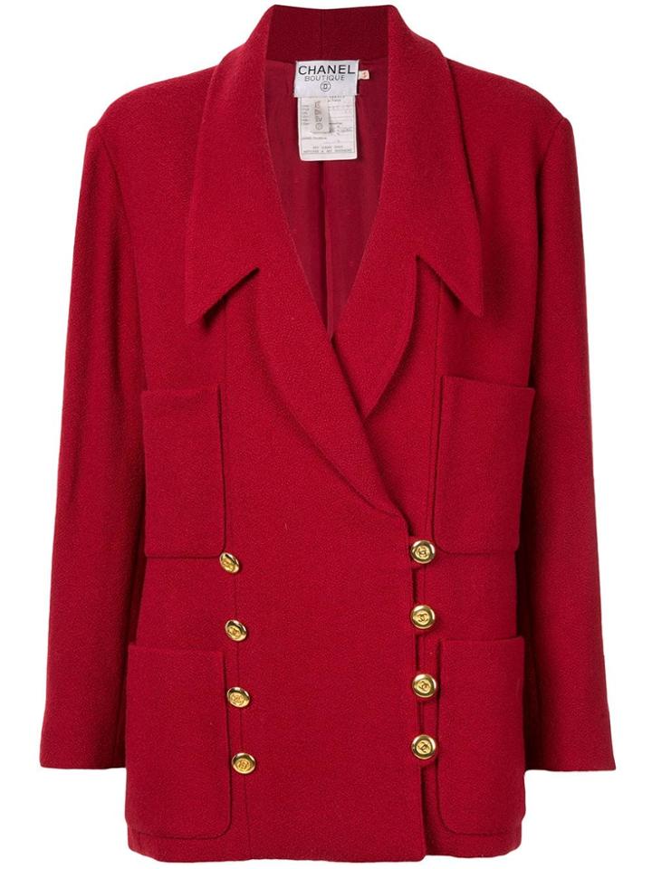 Chanel Pre-owned Oversized Double-breasted Jacket - Red