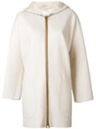 Agnona Zip Up Hooded Coat, Women's, Size: Medium, Nude/neutrals, Cashmere/mink Fur/sheep Skin/shearling