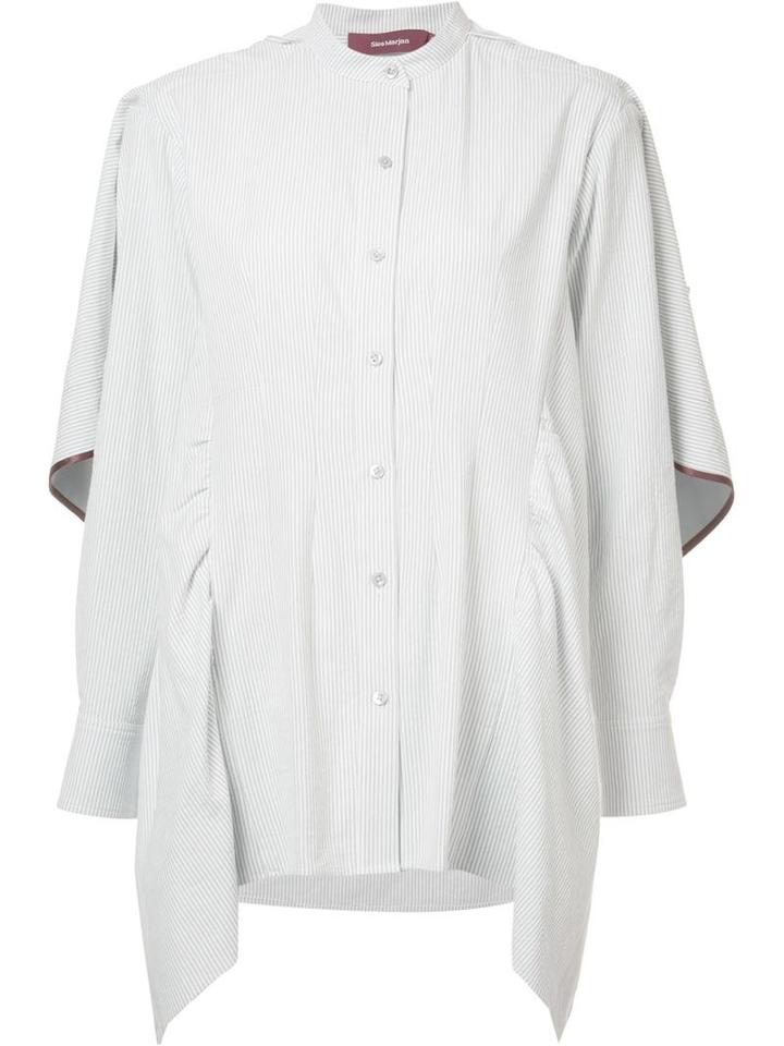 Sies Marjan Ruffled Striped Shirt, Women's, Size: 2, Blue, Cotton