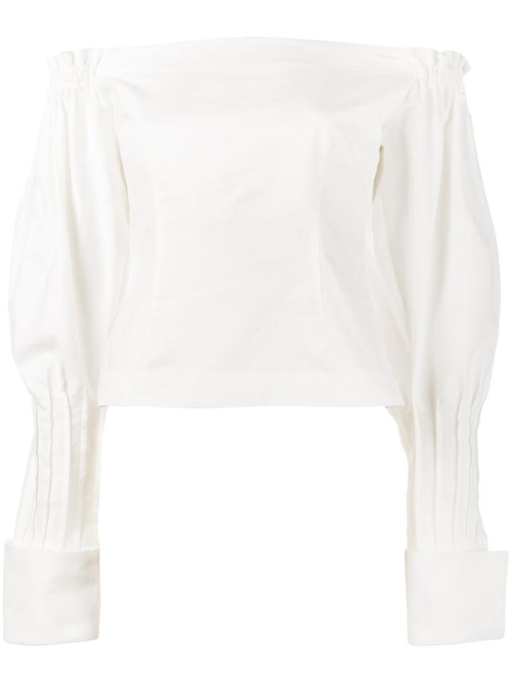 Jacquemus Off-shoulder Puff Sleeve Blouse, Women's, Size: 34, White, Cotton