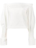 Jacquemus Off-shoulder Puff Sleeve Blouse, Women's, Size: 34, White, Cotton