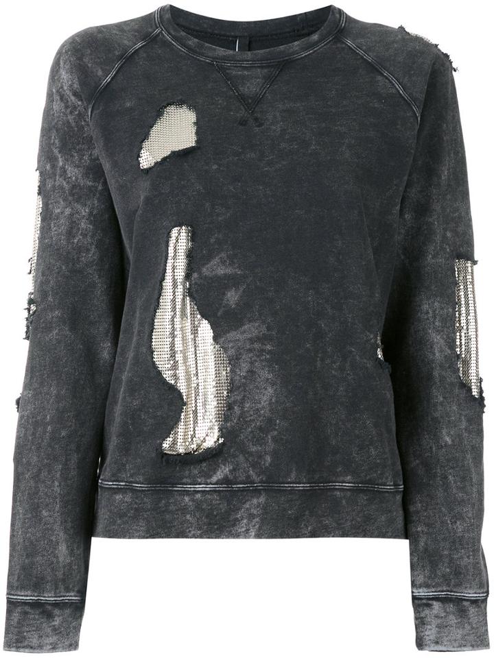 Versus - Embroidered Sweatshirt - Women - Cotton/metal - Xs, Grey, Cotton/metal